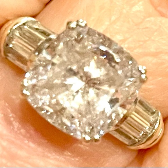 Fabulous Large CZ Cushion Cut Ring in 14K Size 8.25 - Picture 2 of 7